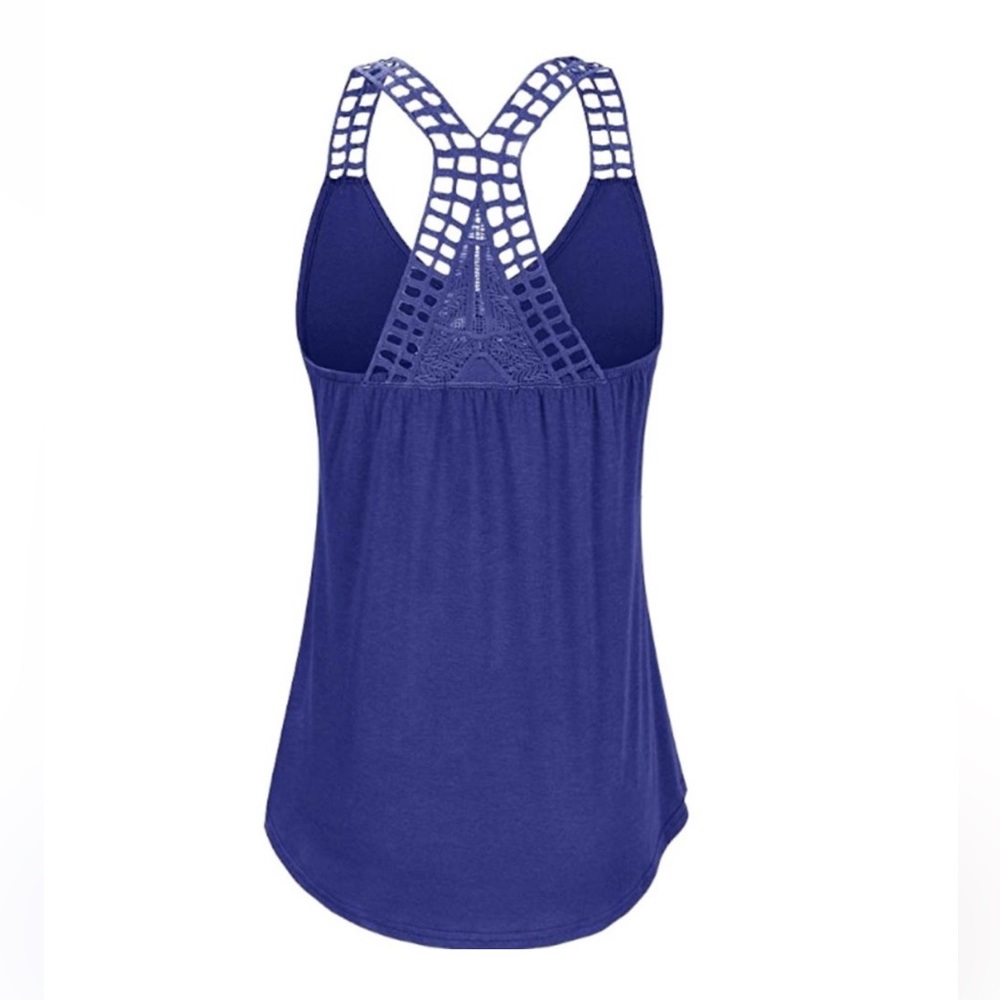 NWT Cyanstyle Lace V Neck Tank Top Large